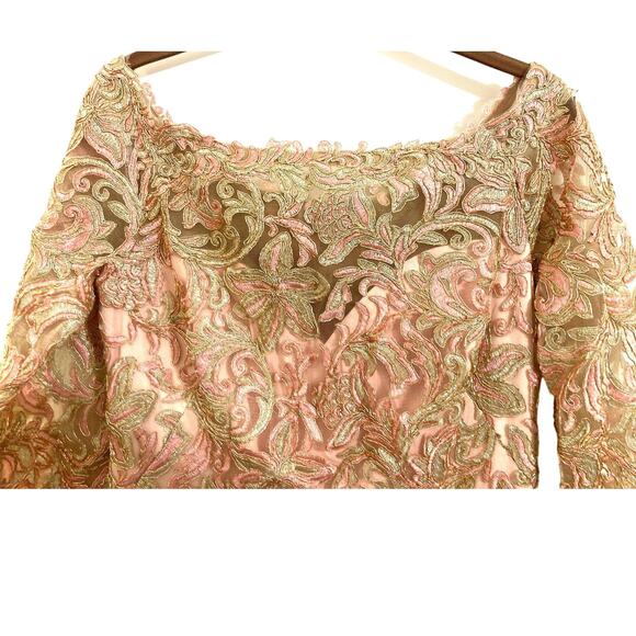 Tadashi Shoji Curie Off Shoulder Sparkly Metallic Dress Sz 8 in Petal Pink NWT - Picture 5 of 8